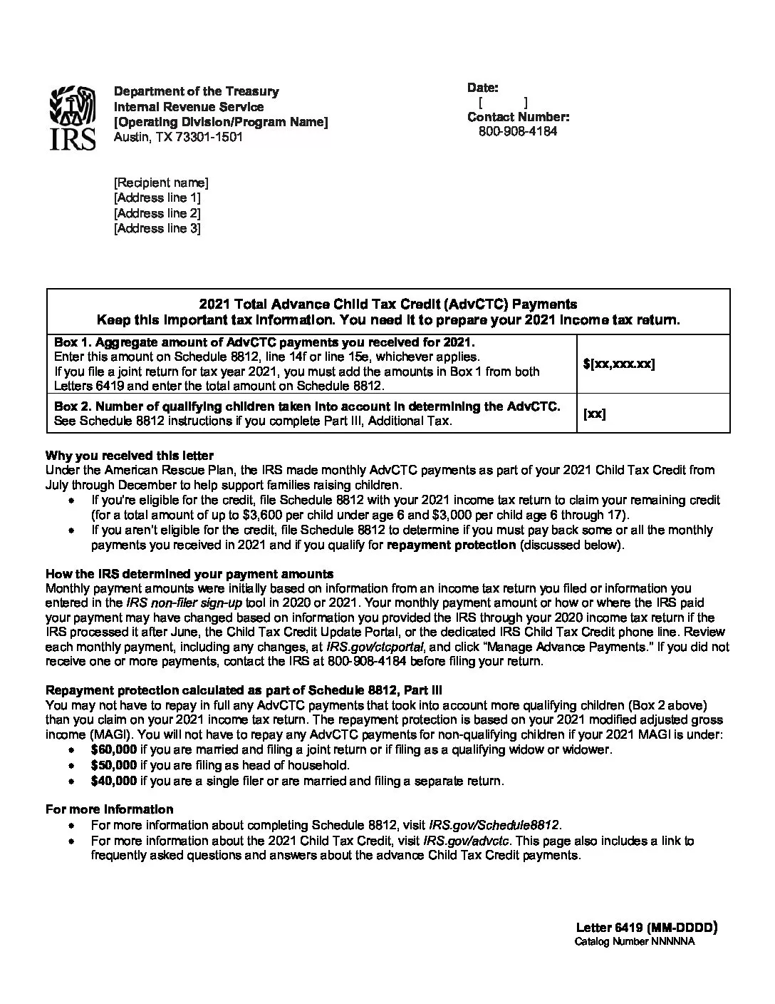 copy of letter 6419 irs